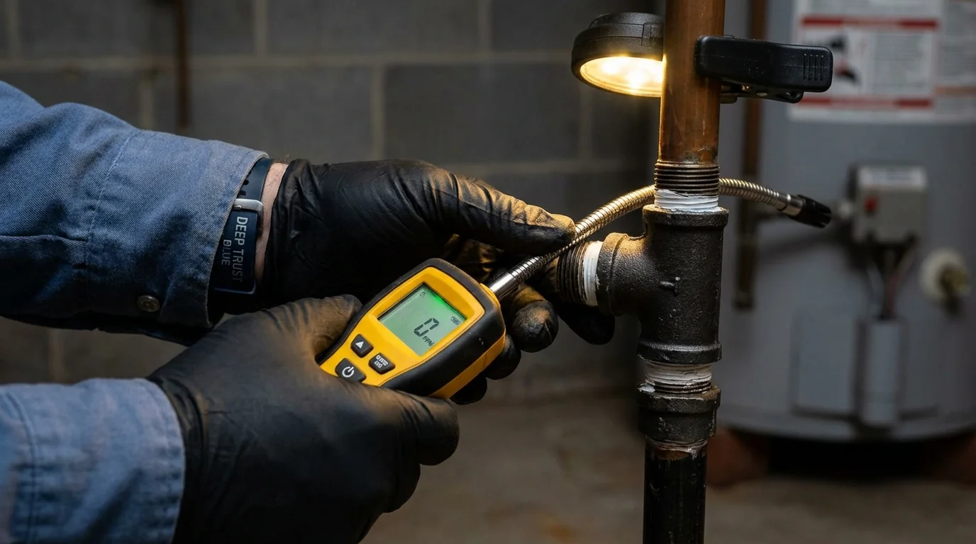 Gas leak detection with electronic sniffer by Johns Plumbing LLC in Smithsburg