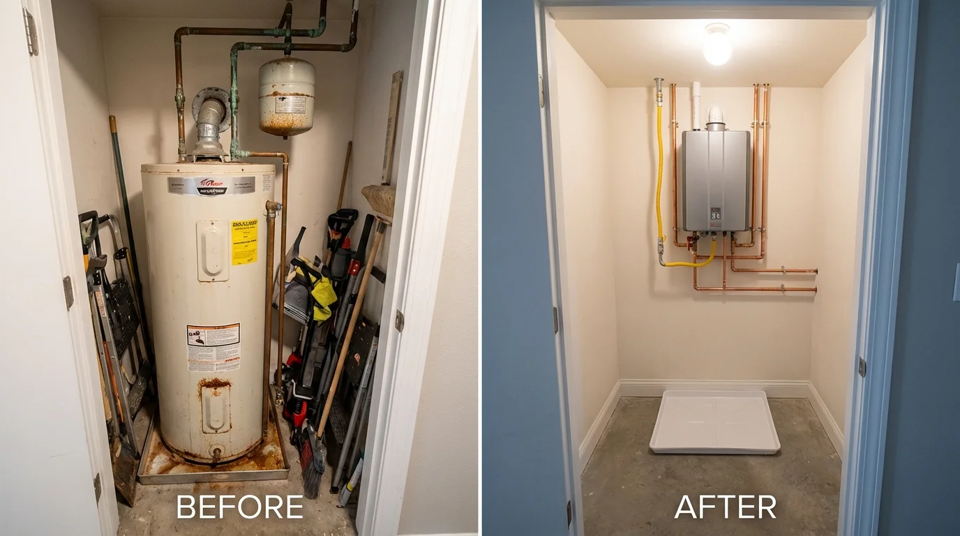 Tank water heater versus wall-mounted tankless unit comparison for Smithsburg, MD homeowners